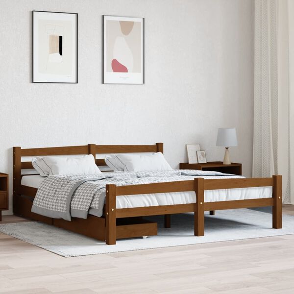 vidaXL Bed Frame without Mattress Honey Brown Solid Wood 160x200 cm (322079+321987)
