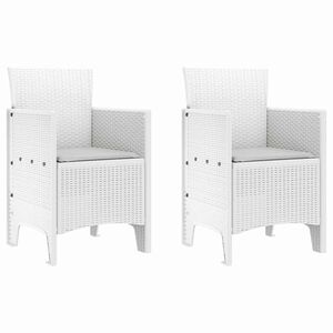 vidaXL Garden Chair 2 pcs White Polypropylene