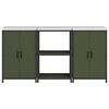 vidaXL Kitchen Storage Set 3 pcs Olive Green Cold-rolled Steel
