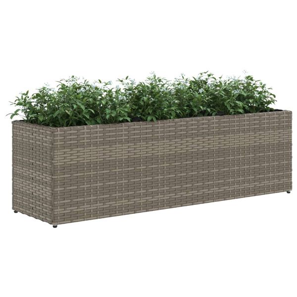 vidaXL Garden Planter with 3 Pots Grey 105x30x32 cm Poly Rattan