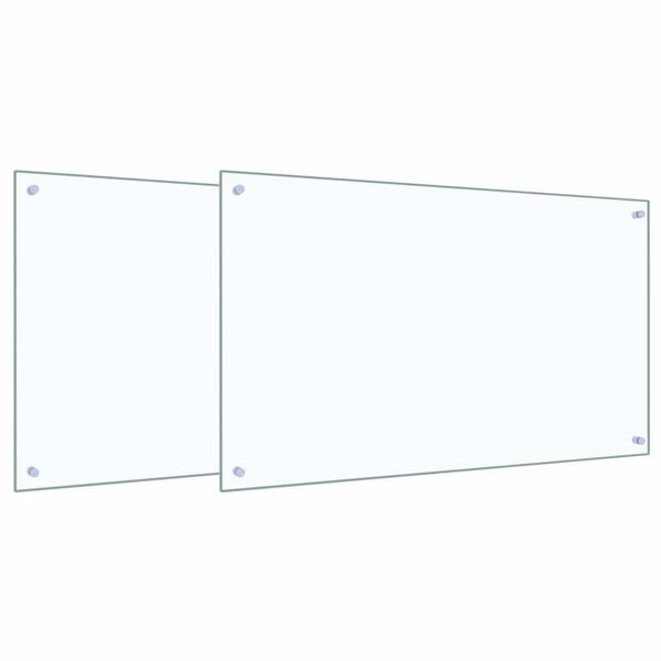 vidaXL Kitchen Backsplash 2 pcs Transparent 100 x 60 cm Tempered Glass
