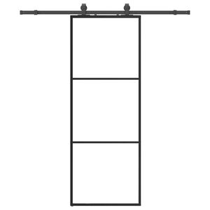vidaXL Sliding Door with Hardware Set Black 76x205 cm ESG Glass