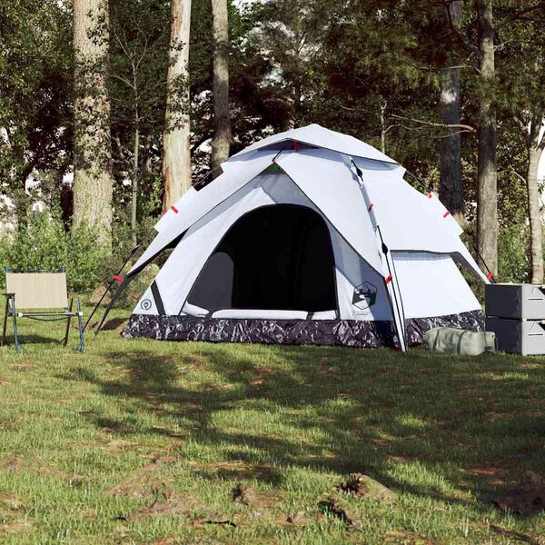 vidaXL Camping Tent Dome 5-Person White Blackout Fabric Quick Release
