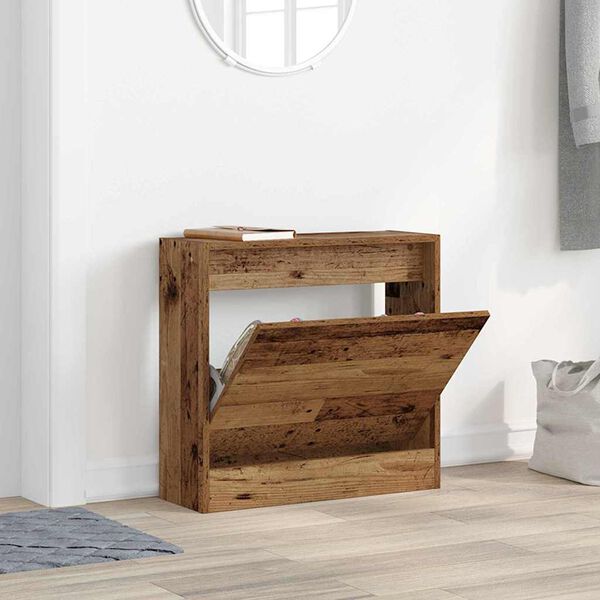 vidaXL Shoe Cabinet with Door Old Wood 60 x 21 x 57 cm Engineered Wood