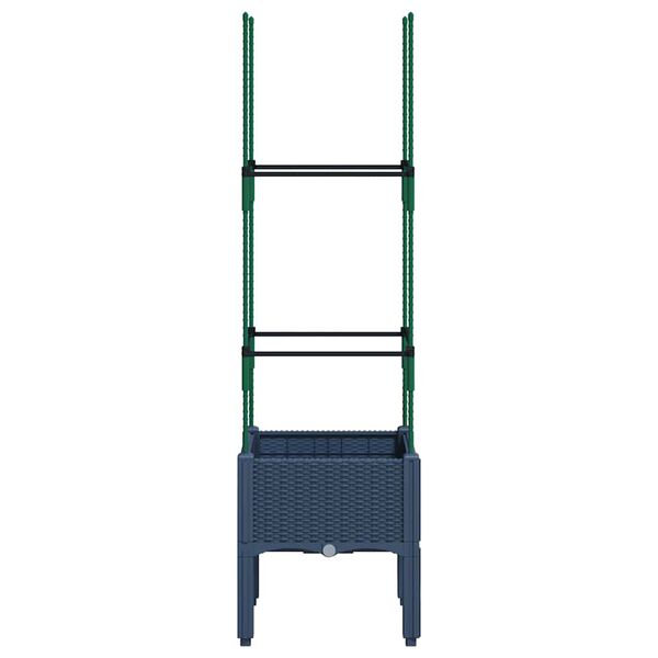 vidaXL Garden Planter with Trellis Blue Grey 40x40x142.5 cm PP