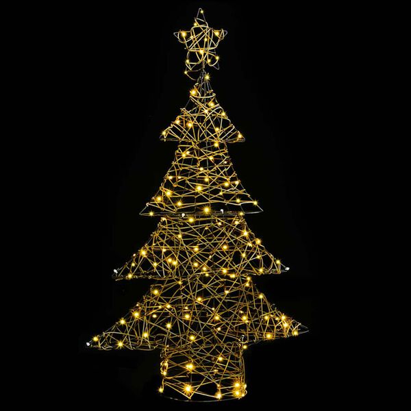 vidaXL Christmas Tree with 120 LEDs Warm white 120 cm Rattan