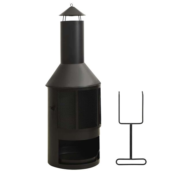 vidaXL Garden Stove with Grid and Poker 47x47x135.7 cm Steel