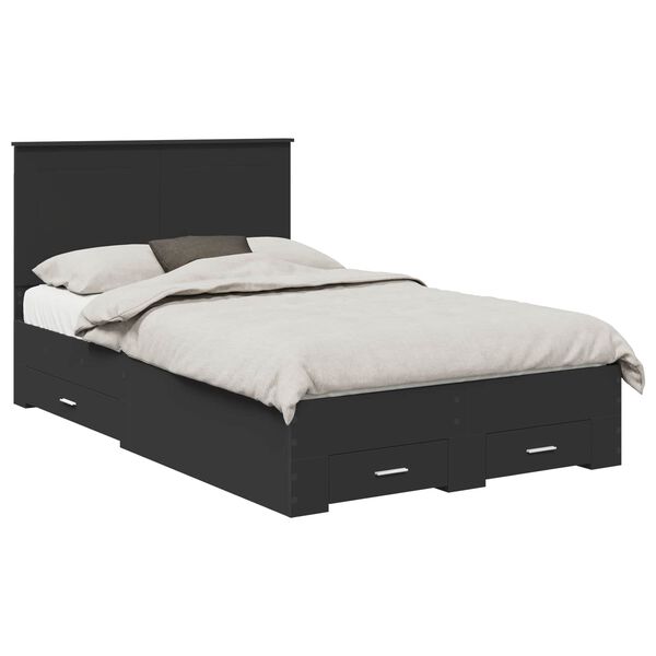vidaXL Bed Frame with Headboard Black 120 x 190 cm Engineered Wood