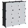 vidaXL Storage Cube Organiser with 9 Cubes and Doors Black PP