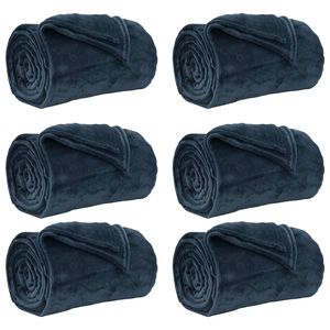 vidaXL Throw Blankets 6 pcs Navy Blue 150 x 200 cm 4.68 kg Fleece