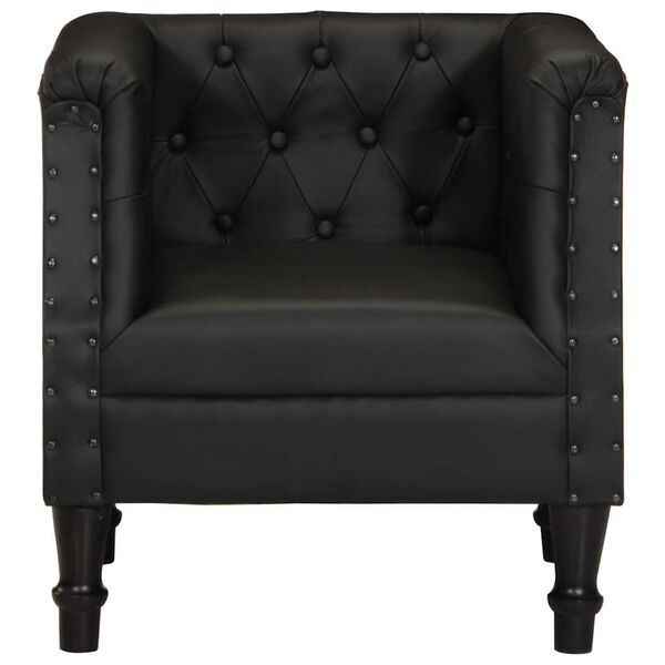 vidaXL Armchair Black Real Leather