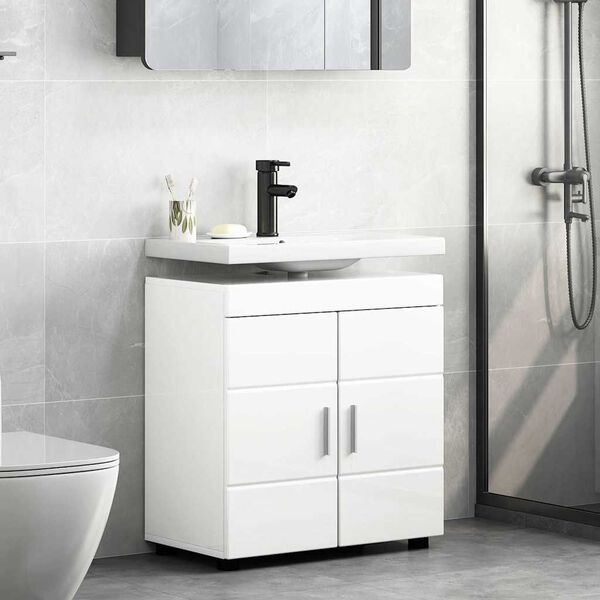 vidaXL Bathroom Cabinet Set TULUM High Gloss White 60 x 34 x 63 cm