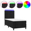 vidaXL Box Spring Bed with Mattress&LED Black 90x200 cm Velvet