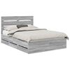vidaXL Bed Frame with Drawer Grey Sonoma 160 x 200 cm Engineer Wood