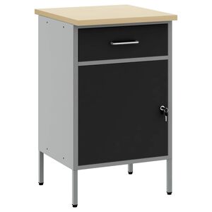 vidaXL Work Bench with Drawer with Lock Black and Grey 50 x 55 x 85 cm