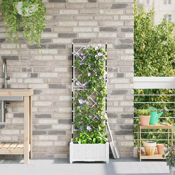 vidaXL Garden Planter White 40 x 40 x 125.5 cm Steel