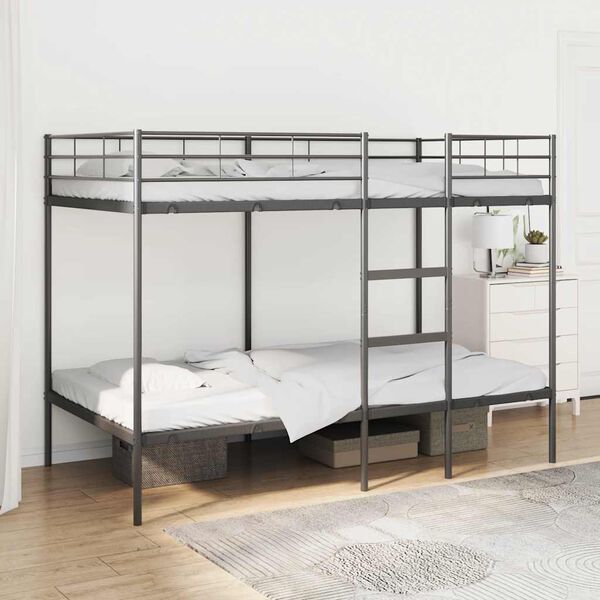vidaXL Bunk Bed without Mattress Black 107x203 cm Steel
