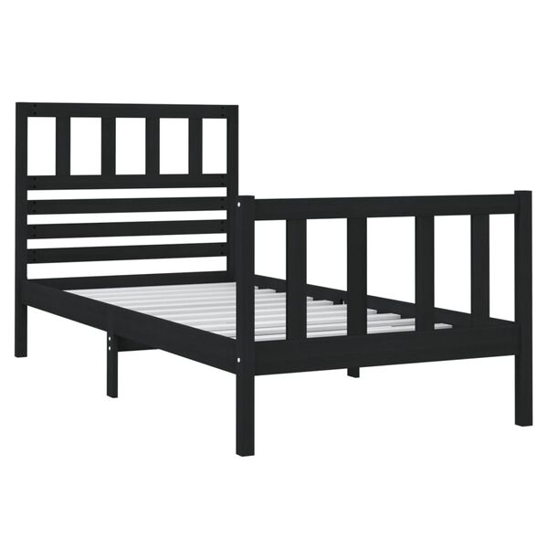 vidaXL Bed Frame without Mattress Black Small Single Solid Wood