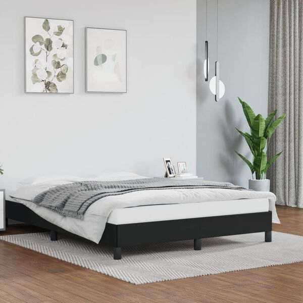 vidaXL Bed Frame without Mattress Black 135x190 cm Double Double Faux Leather