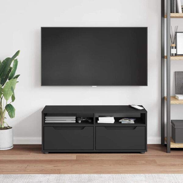 vidaXL TV Cabinet VISNES Black 100x40x38 cm Engineered Wood