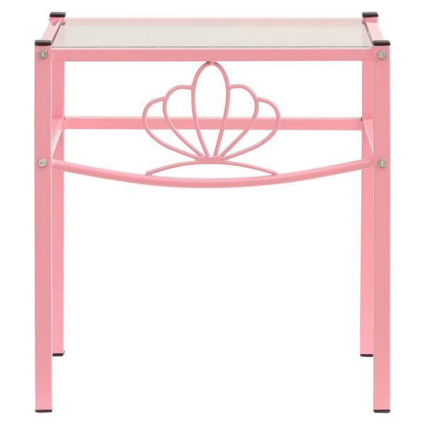 vidaXL Bedside Cabinet Pink&Transparent 42.5x33x44.5 cm Metal & Glass