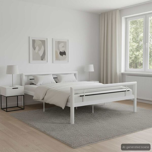 vidaXL Bed Frame without Mattress White and Black Metal 140x200 cm