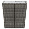 vidaXL Tea Table Grey 41.5x41.5x43 cm Poly Rattan and Tempered Glass