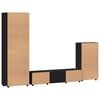 vidaXL TV Cabinet Set with Drawer with Shelf Black Engineered Wood