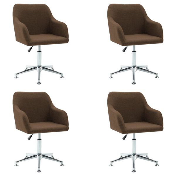vidaXL Swivel Dining Chairs 4 pcs Brown Fabric