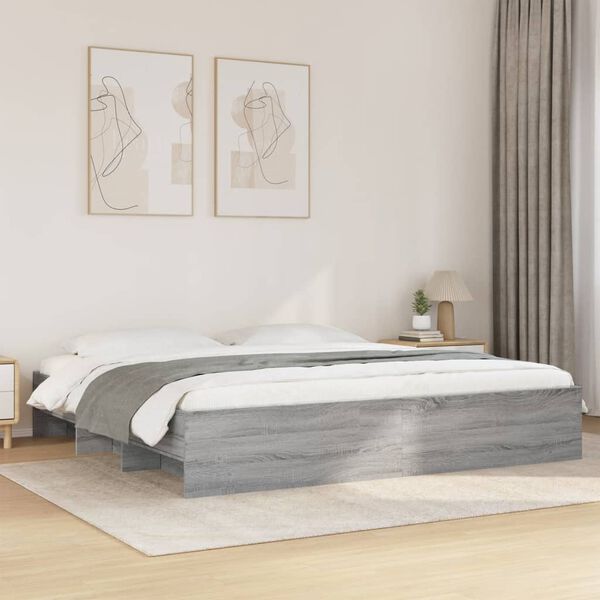 vidaXL Bed Frame without Mattress Grey Sonoma 180x200 cm Super King Engineered Wood