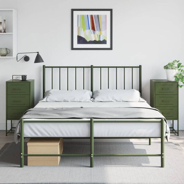 vidaXL Bedside Cabinets 2 pcs Olive Green 36x39x78 cm Steel