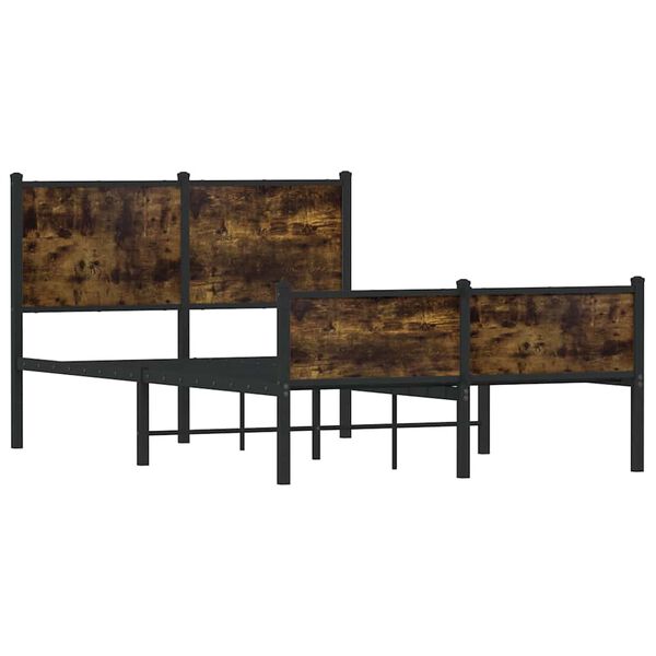 vidaXL Metal Bed Frame without Mattress Smoked Oak 120x190 cm Small Double