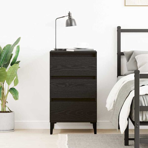vidaXL Bedside Cabinet Black Oak 45 x 35 x 44 cm Engineered Wood