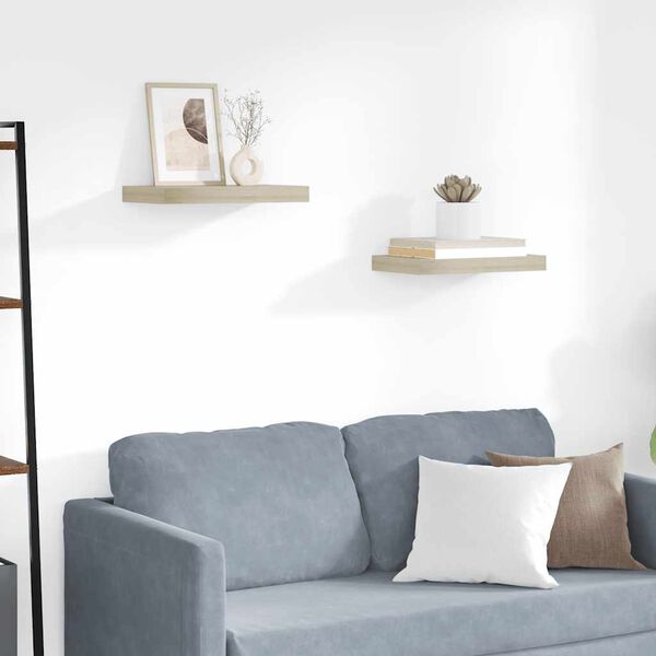 vidaXL Floating Wall Shelves 2 pcs Oak 40x23x3.8 cm MDF