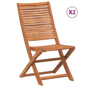 vidaXL Folding Chairs 2 pcs Solid Wood Acacia