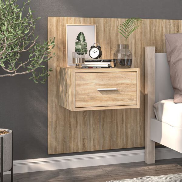 vidaXL Wall-mounted Bedside Cabinet Sonoma Oak