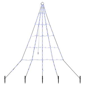 vidaXL LED Christmas Tree with Ground Spikes Blue 182 cm Metal