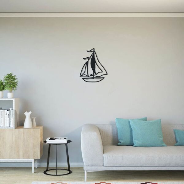 Homemania Wall Decoration Sailboat 40x50 cm Metal Black
