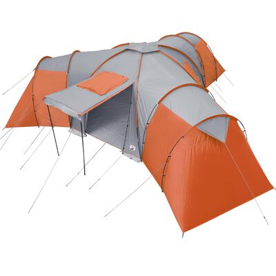 vidaXL Family Tent Dome 12-Person Grey and Orange Waterproof