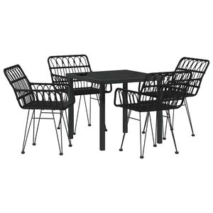vidaXL Garden Dining Set 5 pcs Black Powder-Coated Steel