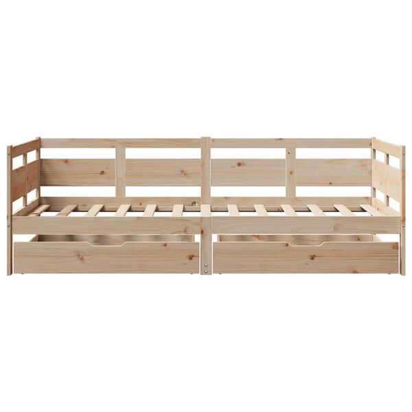 vidaXL Daybed with Drawers without Mattress 90x190 cm Single Solid Wood