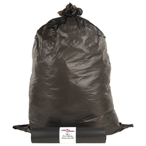 vidaXL Bin Bags 250 pcs Black 120 L