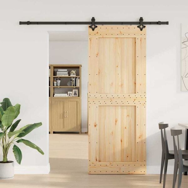 vidaXL Sliding Door with Hardware Set 90x210 cm Solid Wood Pine
