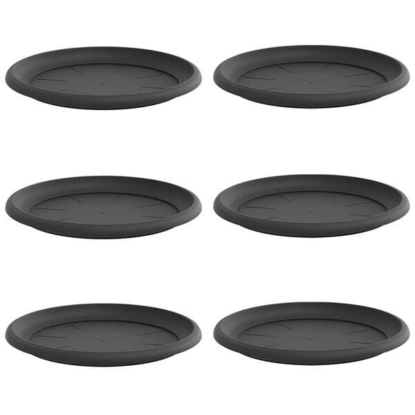vidaXL Round Flower Tray 6 pcs Black &Oslash; 27 x 2.5 cm Plastic
