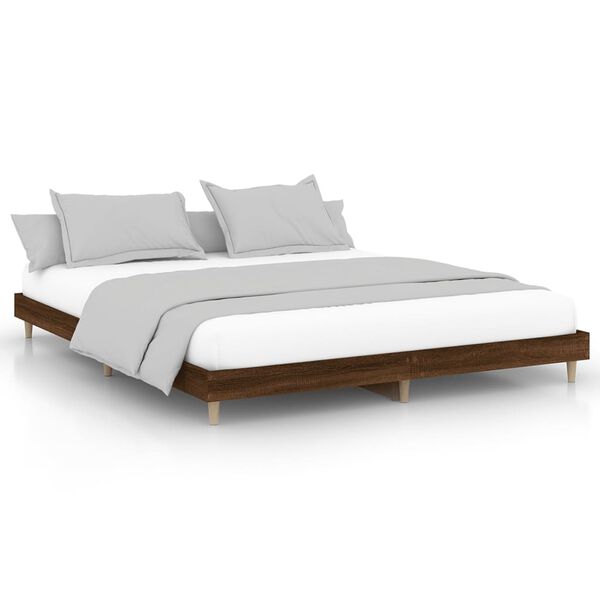 vidaXL Bed Frame without Mattress Brown Oak 150x200 cm King Size Engineered Wood
