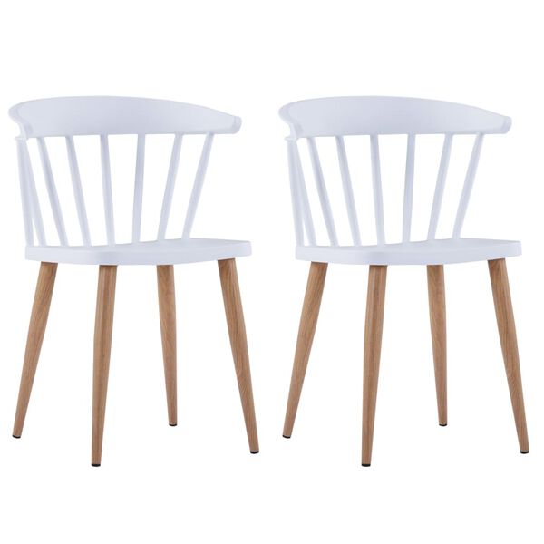 vidaXL Dining Chairs 2 pcs White Plastic