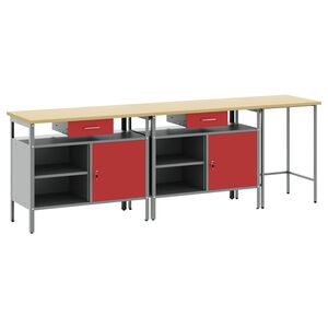 vidaXL Work Bench Set 3 pcs Black and Grey Powder-Coated Steel