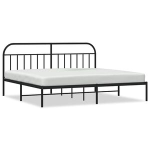 vidaXL Metal Bed Frame without Mattress with Headboard Black 193x203cm
