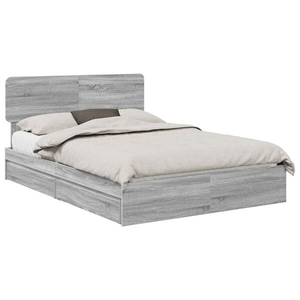 vidaXL Storage Bed Grey Sonoma 150 x 200 cm Engineered Wood