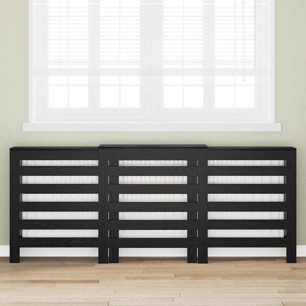 vidaXL Radiator Cover Black Oak 205 x 21.5 x 83.5 cm Engineered Wood